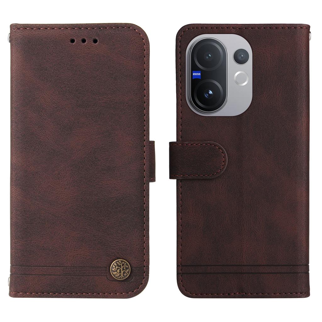 For vivo V60 5G Leather Wallet Cases Skin Touch Phone Cover Stand with Strap