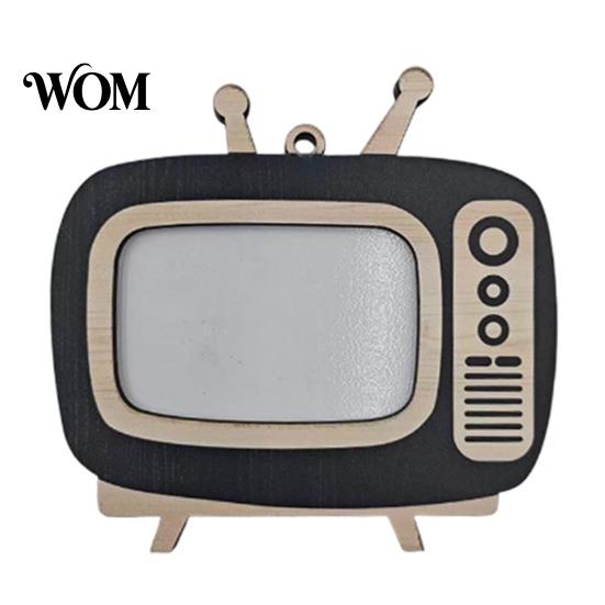 Wooden Picture Holder TV Photo Frame, 2 in 1 Desktop Display & Car Nostalgic Home Decoration Rearview Mirror Ornament, Vintage Memorial Holder, Unique