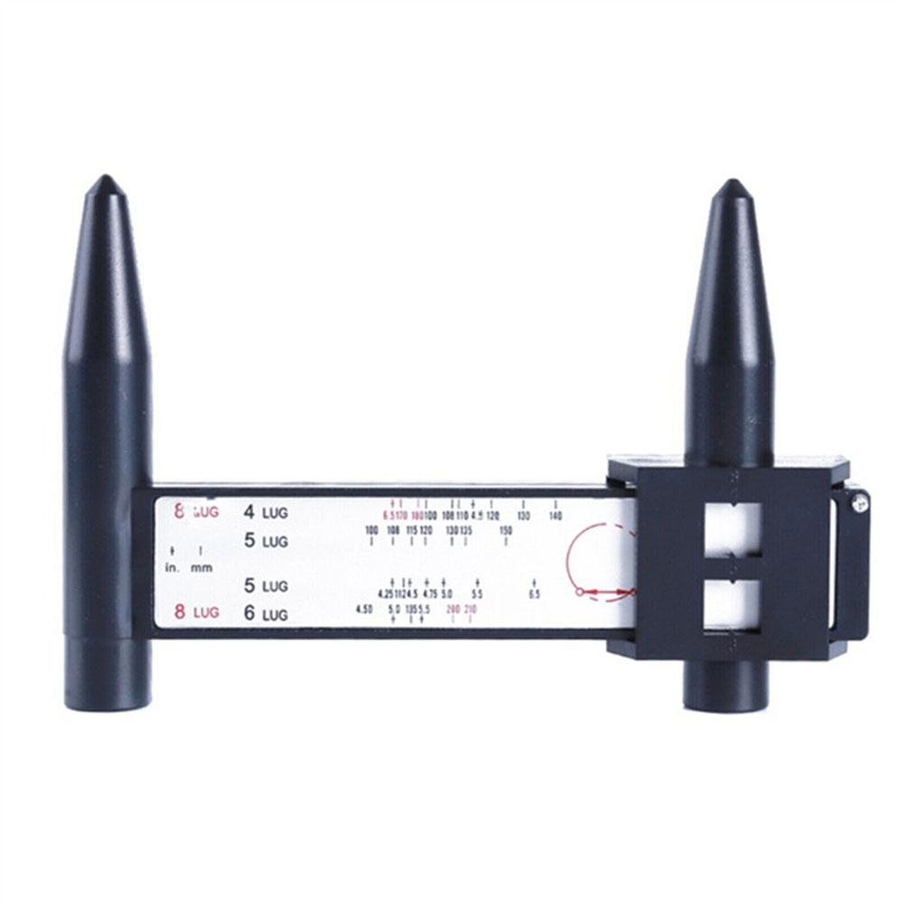 Wheel Hub Hole Distance Measuring Tool Black Sliding Ruler PCD Ruler Lugs Sheet Holes Hub Plastic Pitch Ruler Metal Gauge 8 Y7Z6