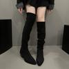 Women's Shoes 2024 Hot Sale Over-the-Knee Women's Boots Fashion Pointed Toe Modern Boots Women New Pleated Solid Shoes for Women