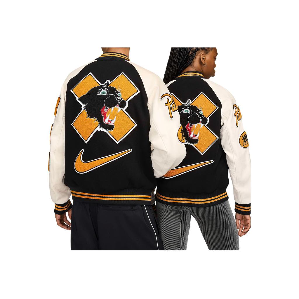 Nike x Patta Running Team Varsity Jacket (Asia Sizing) Black/Yellow/White Unisex Outerwear FJ3107-010