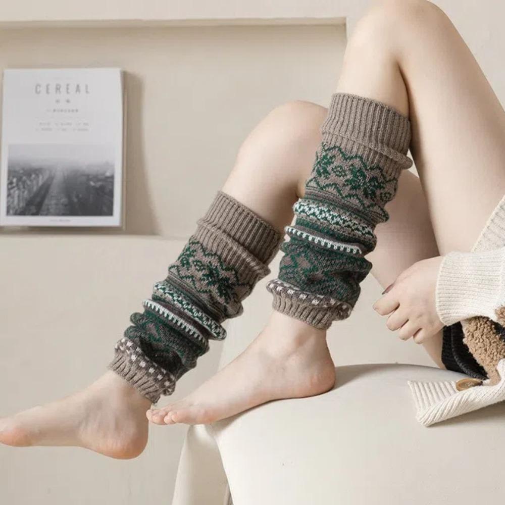 Гетры Вязаные Защитники Ног Утолщенные Чехлы для Стоп Модные Носки с Напуском Осень
