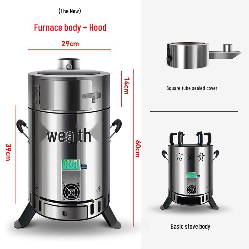 Smokeless Portable Stainless Steel Gasifier Wood Stove - High-Heat, Ideal for Household