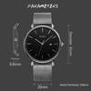 BUREI Men's Analog Quartz Waterproof Date Watch Silver Milanese Mesh Business Stylish Simple Black