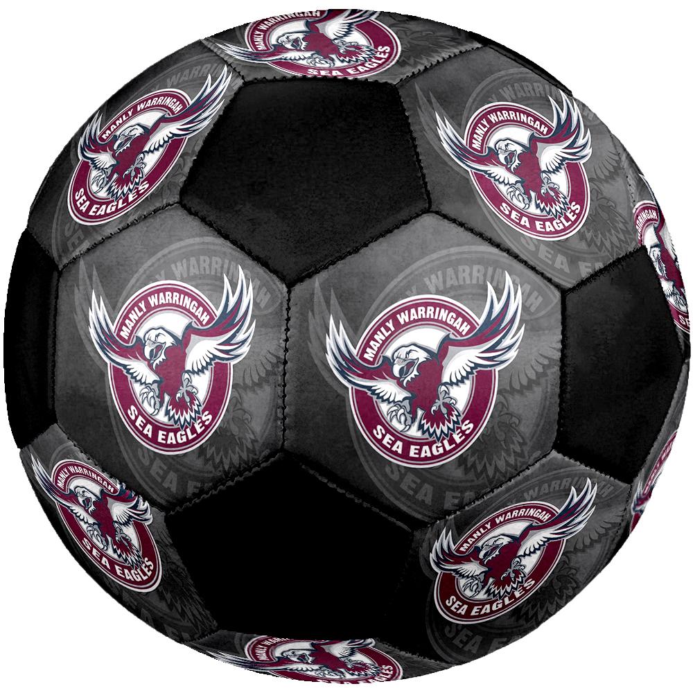SIZE 5 Manly Warringah Sea Eagles Soccer Ball Colorful All Ages Machine Stitched PVC Competition Ready Durable High-Bounce