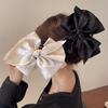 Solid Black and White Big Bow Hair Clip for Women Elegant Ponytail Clip Girl Hair Clamp Hair Accessories