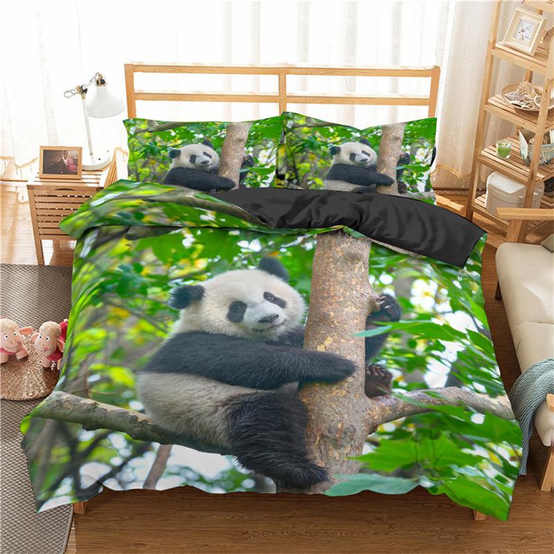 Kids Cute Animals Bedding Set Twin King For Boys Girls Teens 3D Panda Print Duvet Cover Microfiber Comforter Cover Bedroom Decor