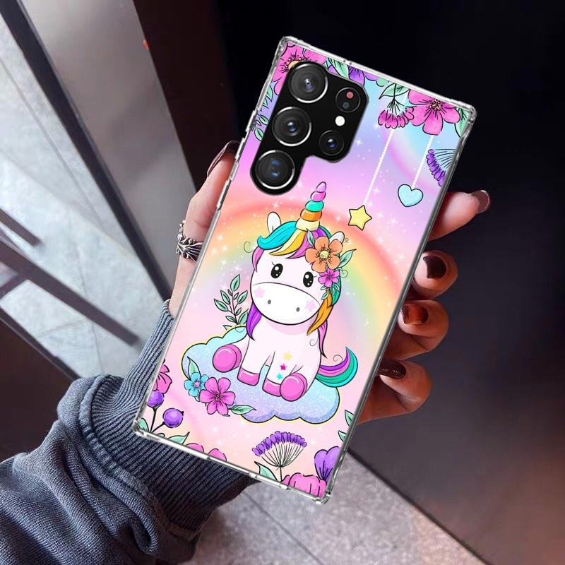 Pink Unicorn Rainbow Phone Case For Samsung Galaxy S23 S24 S25 Edge S26 Ultra S22 + S21 Plus S20 FE Cover Silicone Print Shell G