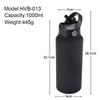 1L Sports WATER BOTTLE With Handle And Straw Stainless Steel Large Capacity Vacuum Flasks Drinkware Large Mouth GymThermos CUP