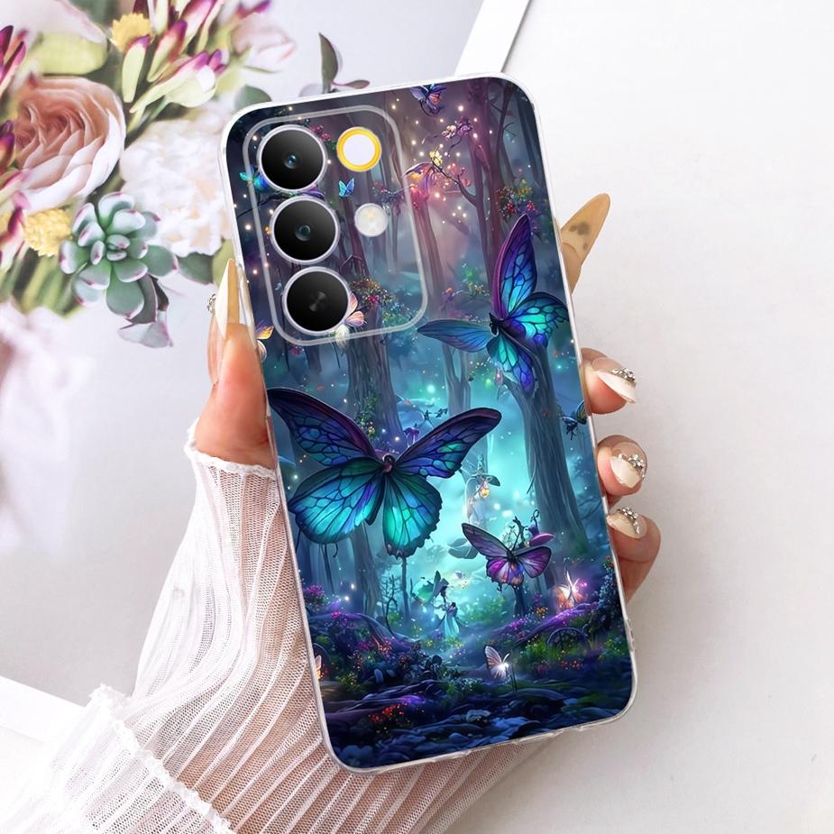 Чехол для Realme C85 Pro Стильные Цветы Бабочка Рисованная Крышка Мягкий Тонкий Чехол для Телефона Для Realme C85 C 85 RealmeC85 Pro 5G Fundas