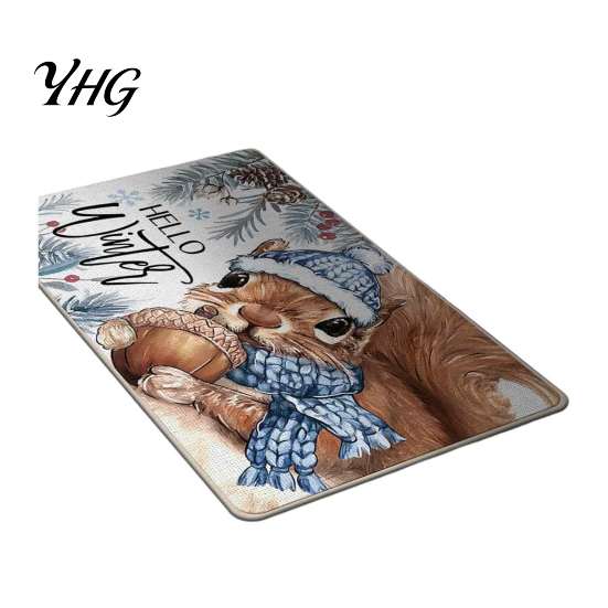 Water Absorbent Welcome Rug Christmas Door Mat, Festive Entrance Rug, 35" x 24" Non-Slip Washable Bathroom for Kitchen Holiday Home Decor Living Room