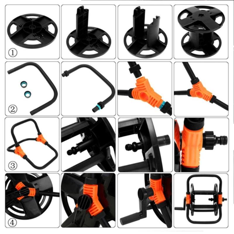 Катушка для намотки шланга Катушка для шланга Водопроводная труба Одноручная Стойка для хранения Инструмент для сада Мойка автомобиля Полив Мойка автомобиля