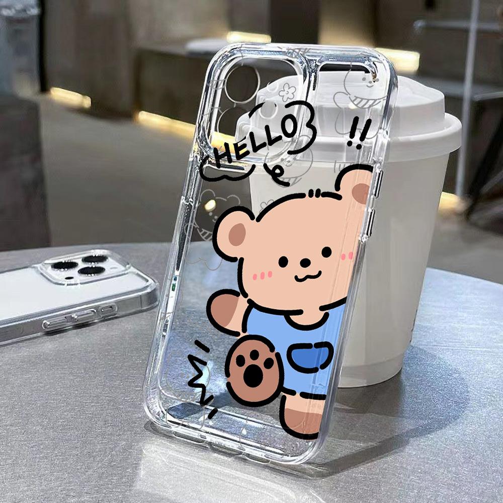 Силиконовый чехол-мишка для Samsung A05 A54 5G A55 A35 A34 A53 A52 A24 A23 A22 A15 A14 A13 S24 Ultra S23 Plus S21 S20 FE Чехлы
