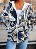 Marble Pattern 3D Printed Hooded Cardigan Plus Size Autumn Winter Retro
