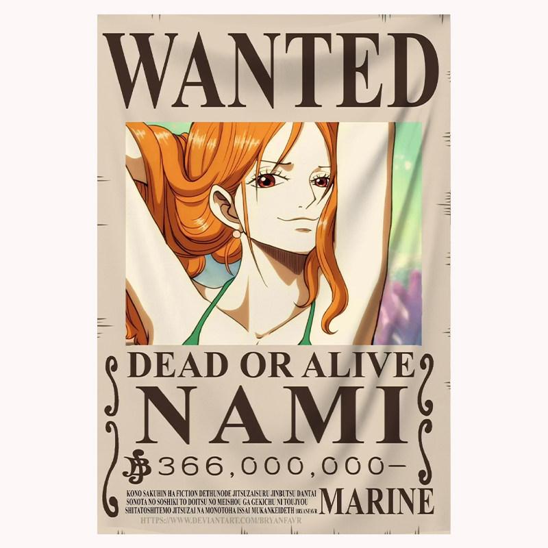 Гобелен с плакатом «Wanted» из One Piece, Луффи Зоро Эйс Нами Катакури Аниме Настенный декор