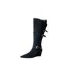 2025 Autumn and Winter New Pointed Wedge Temperament French Fashion Beautiful Women Boots Suede Wedge Heel Belt Buckle Boots