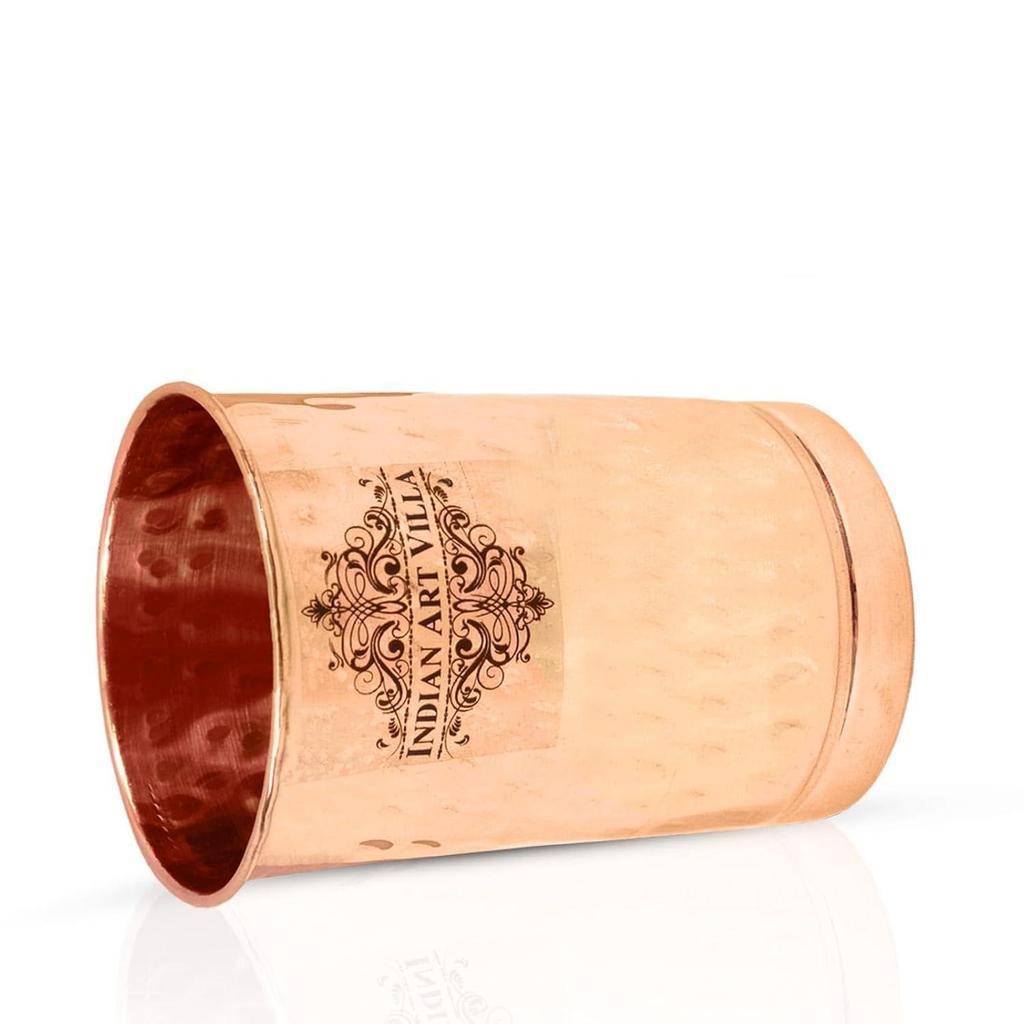 Чистая медь, гладкое стекло с кованым дизайном, для питья, сервировки воды, йоги, аюрведы, объем - 300 мл, упаковка 2 шт.