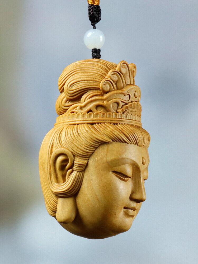 7 X 4.4 X 4.4 См Резная Фигурка из Самшита Нецкэ : Кван-Инь Гуань Инь