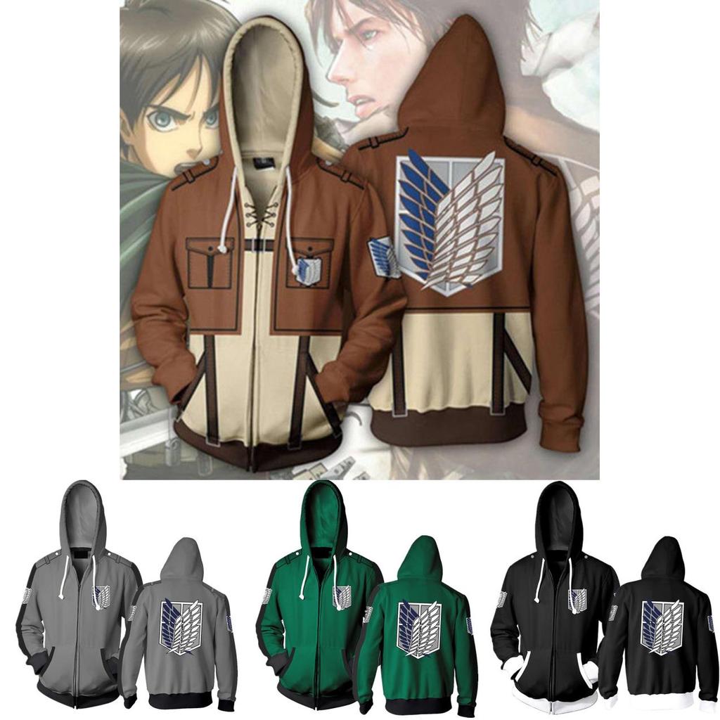 Unique Attack On Titan Hoodie Hooded Sweater Sweatshirt Zipper Coat Cosplay Costume For Creative Dressing