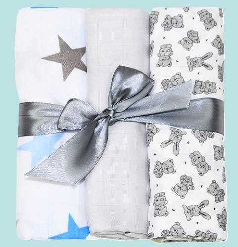 Muslin diapers 3 pieces (set J)