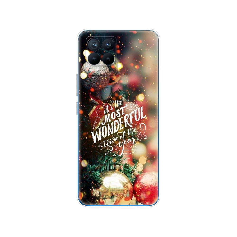 Для Realme 8 Чехол 6,4 дюйма задняя крышка телефона для Realme 8 Pro OPPO Realme8 4G RMX3085 Бампер Зима, Рождество, Снежная елка, Новый год