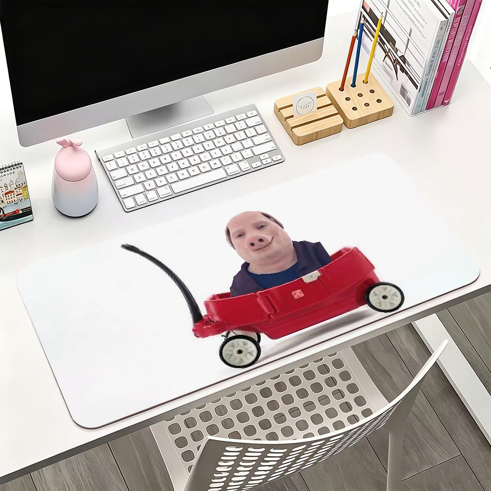Funny print J-John Pork Mouse Pad Square Office Gaming Desk Mat Waterproof Non-Slip Rubber Decorative