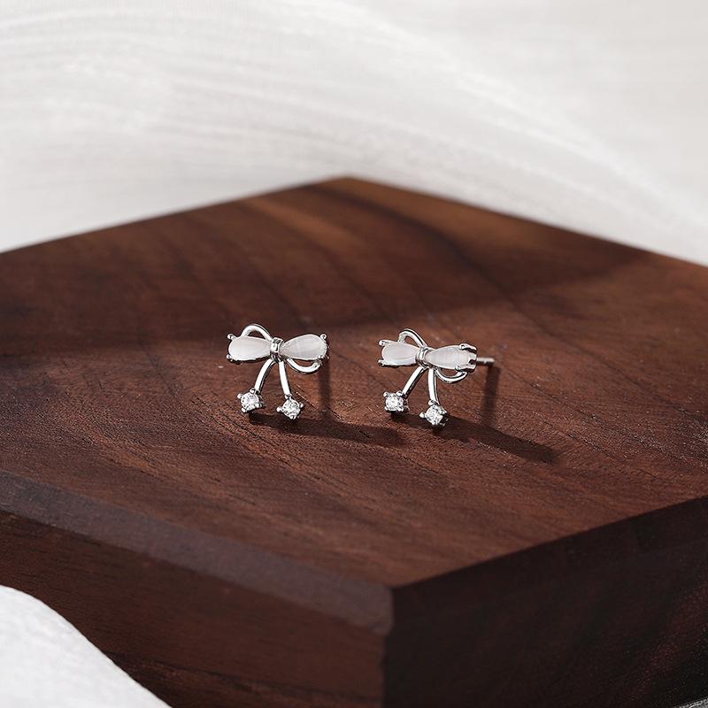 Милые серьги-бантики с камнями кошачий глаз для девочек со свежими и красивыми серьгами