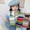 Multicolor Unisex Scarf Rainbow Stripes Mohair Scarf Stripes Wool Short Scarf Girl's Winter Neck Warmer Vintage Sweet Scarves