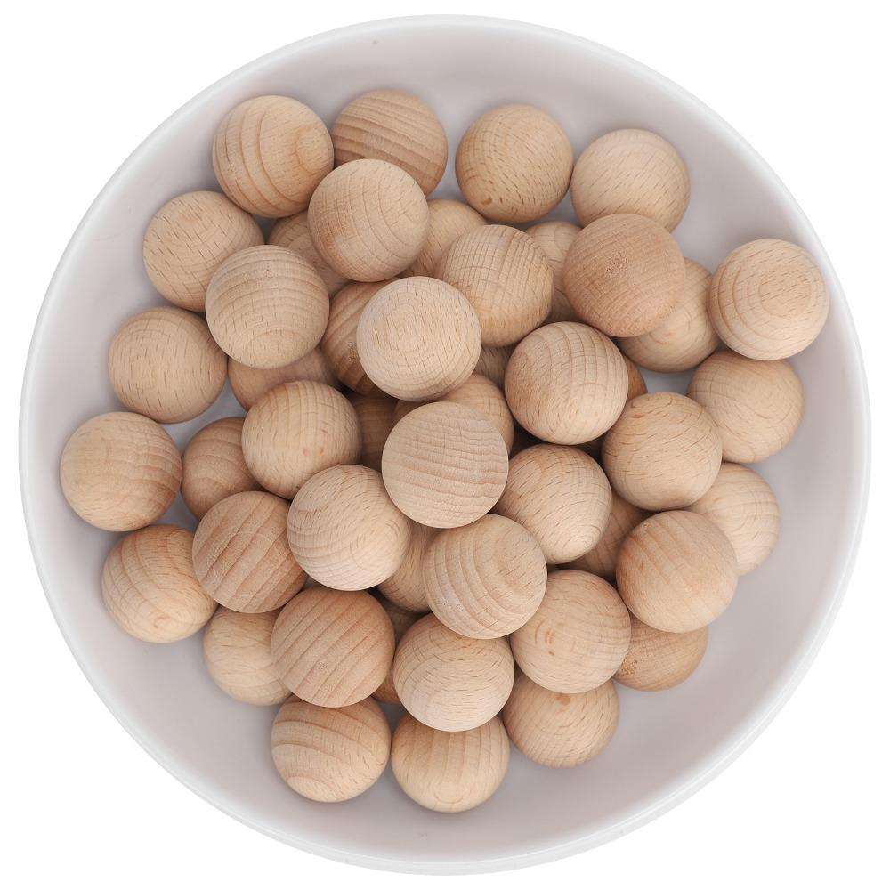 50PCS Beech Unfinished Wood Balls Easy to Paint DIY Wooden Balls Wooden Round Balls Art Projects