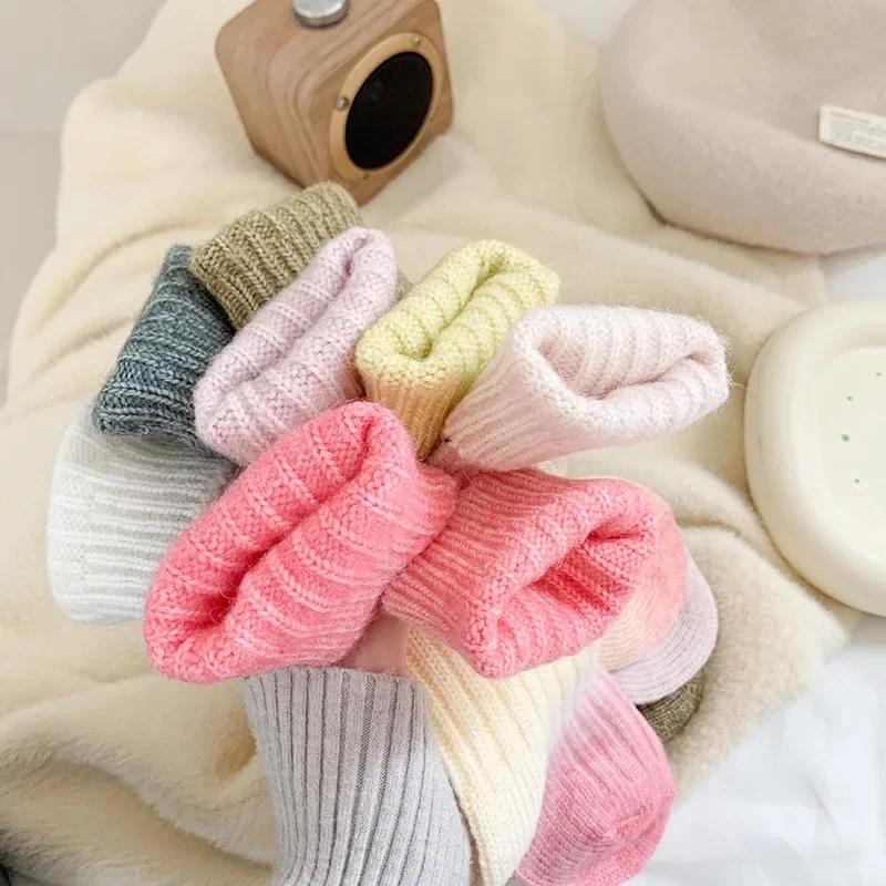 Winter Thick Warm Long Socks Gradient Wool Cashmere Kawaii Socks Women Thermal Floor Sleeping Socks New Year Gift Autumn 2024