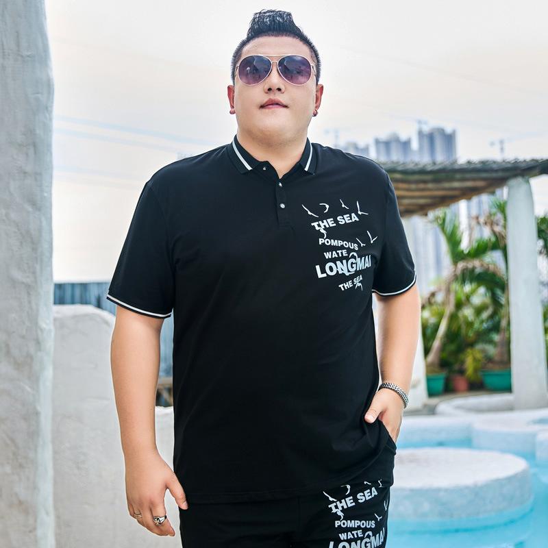 Fat Mens Plus Size Short Sleeve Lapel Polo Shirt Half Sleeve T-shirt Business Casual Ice Silk Cotton Summer Dress 5XL