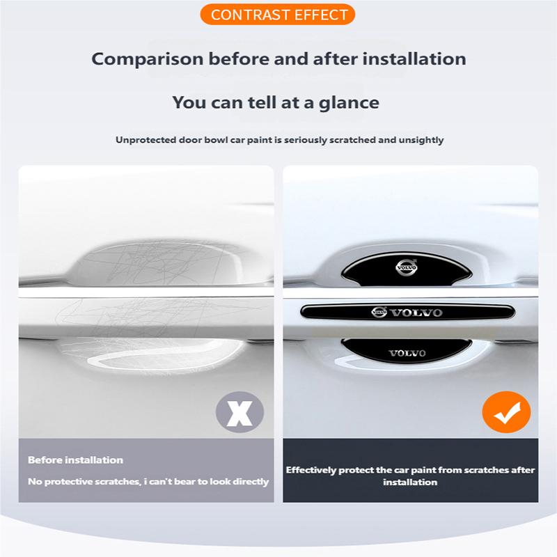 Car Door Handle Protector Anti-Collision and Anti-Scratch Protection Black Strip Sticker Volvo Xc60 Xc90 S60 S80 S60l V40 V60