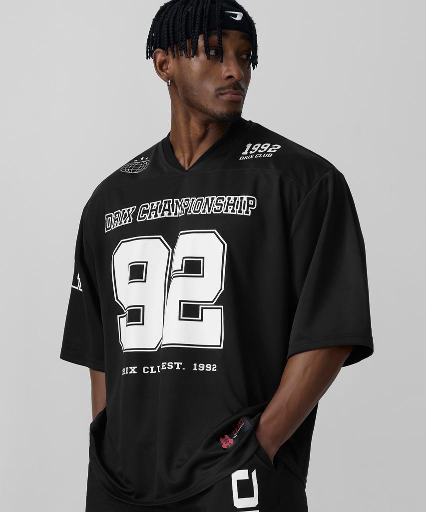 DRIX Rugby Oversized Mesh Jersey Half Sleeve_Black