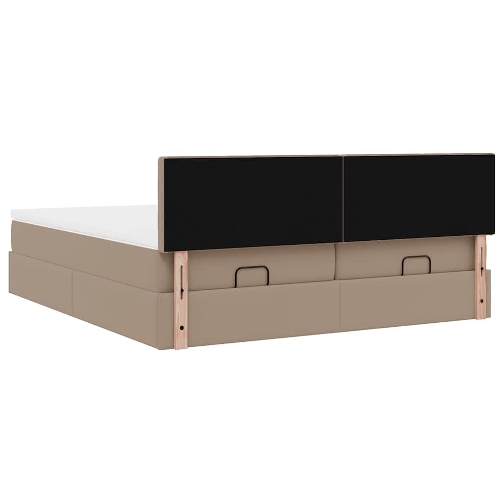 Ottoman Bed with Mattresses and LEDs Cappuccino 180x200 cm Artificial Leather