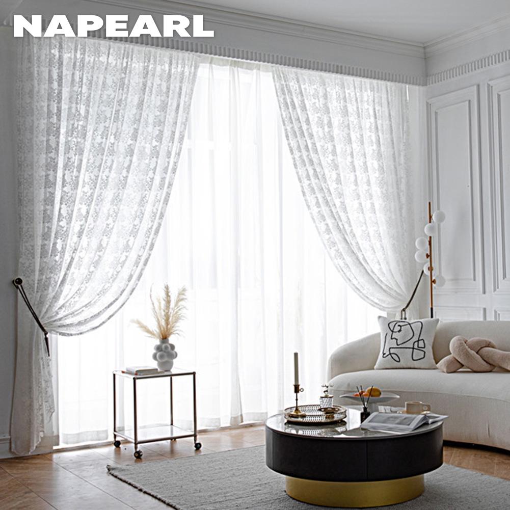 1 шт. NAPEARL белая кружевная вязаная маленькая цветочная шифоновая занавеска для гостиной спальни балкона домашний декор