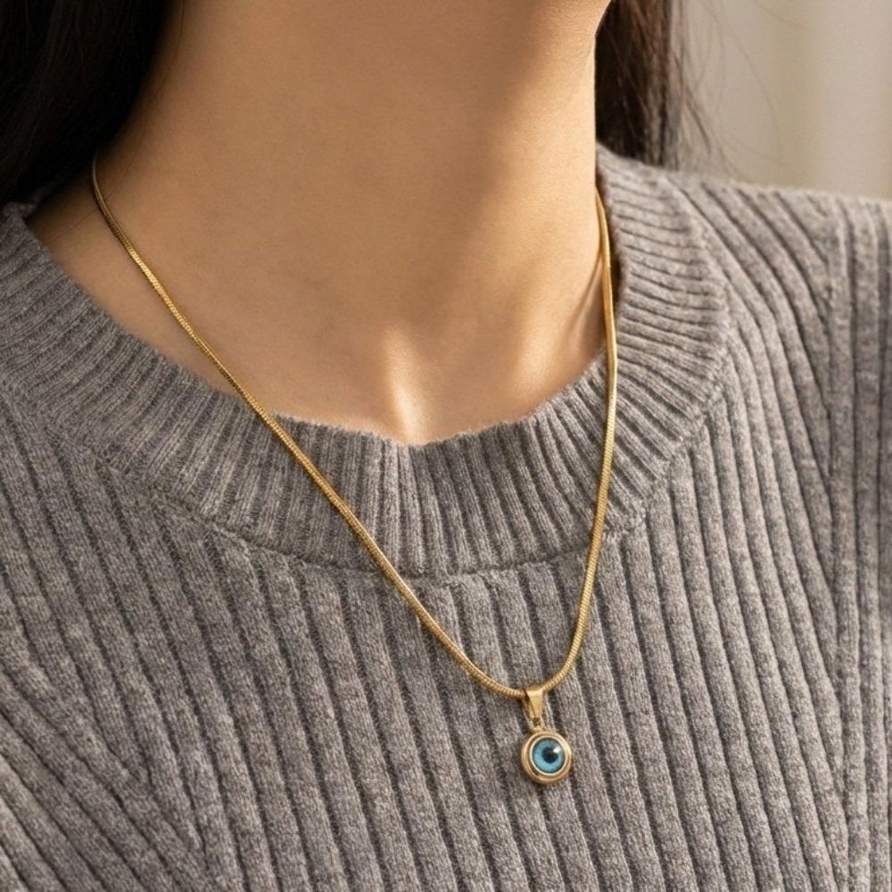 Waterproof Eye Necklace Titanium Demon Eye Earrings Blue Eyes Choker Chain Lucky Jewelry