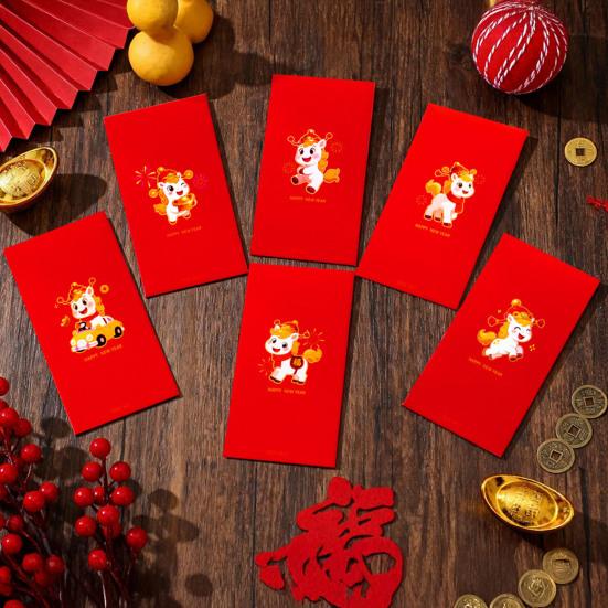 Red Envelope 2026 Zodiac Horse Pattern Traditional Chinese New Year Red Packet Paper Blessing Money Bag for Weddings Birthdays Festival Gifts