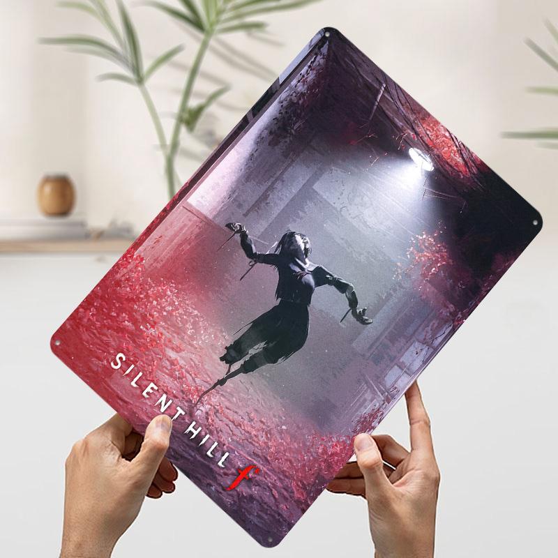Silent Hill F Игровой Постер Индивидуальное Настенное Искусство Винтажные Металлические Знаки Ретро Оловянная Табличка для Мужской Комнаты Современное Украшение Дома Роскошь