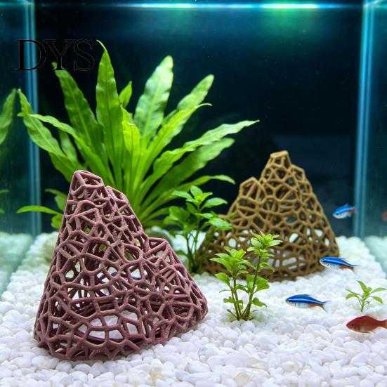 Пластиковый Декор Горы, Укрытие для Креветок в Аквариуме, Полая Гора 3D-Печати, Маленький Аквариум для Укрытия Петушка, Пещера-Укрытие