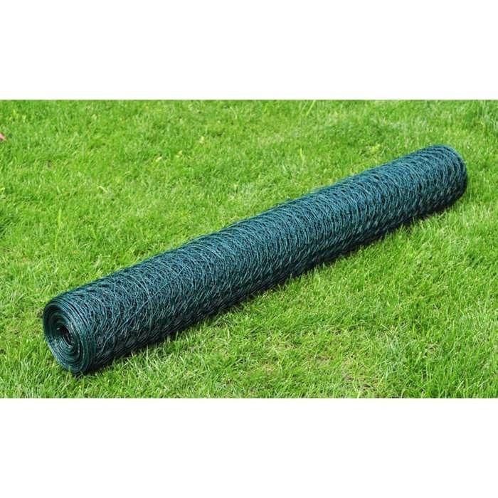 VidaXL Grillage à poule avec revêtement en PVC 25x0,5 m vert, clôture, barrière,, clôtures, barrières 140404