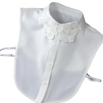 1 Piece of Fake Collar with Flower Patterns, Beading, Sequins and Wavy Edges, a Shiny Decorative Shirt Collar That Can Be Worn a