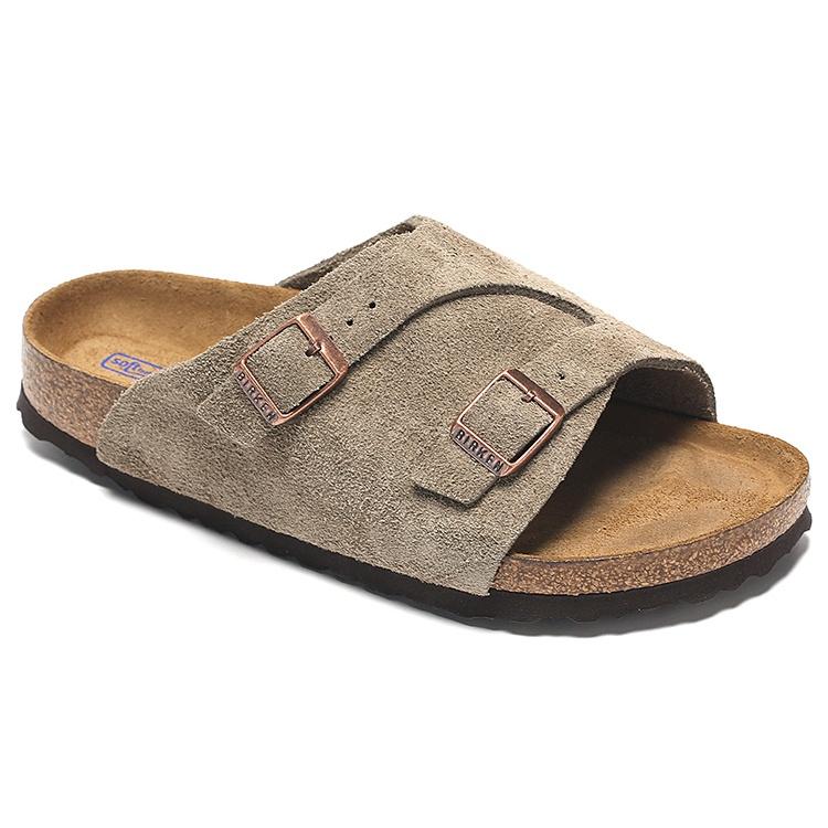 Birkenstock Zrich Series Cowhide Suede Fashion Beige Version Sandals Men's 1009533