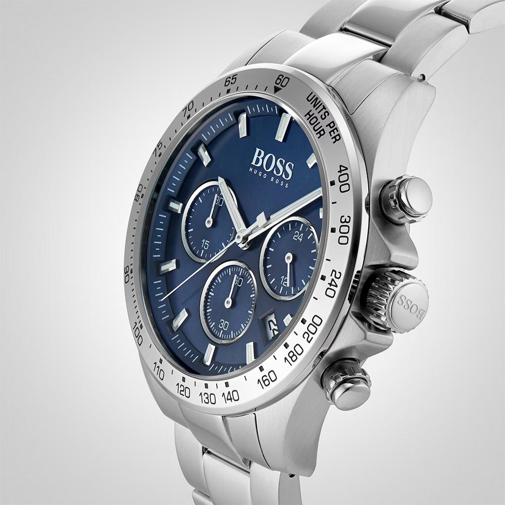 Hugo Boss 1513755 мужские часы Серебристый ремешок Синий циферблат 43 мм + коробка