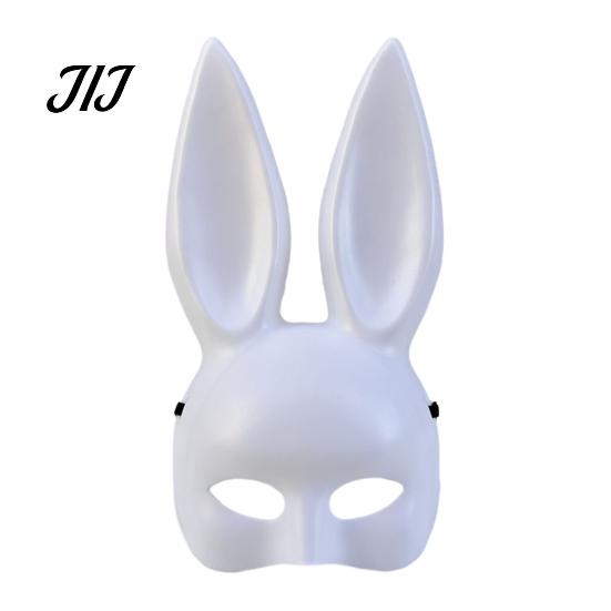 Soft Material Rabbit Mask Halloween Bunny Half Face Mask, Costume Prop with Long Realistic Animal Ears, Plastic Cosplay for Adults, Masquerade