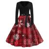 Women's Fashion V-Neck Casual Slim Christmas Printed Long Sleeve Dresses