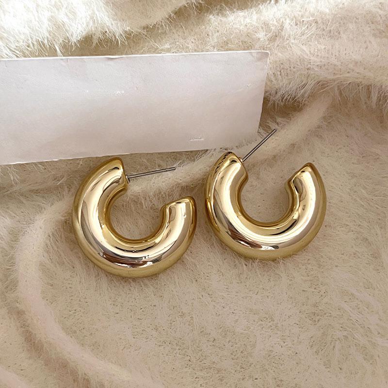 S925 Silver Needle Geometric Circle Earrings Simple Fashion All-matching Studs Niche Design Premium Ear Earrings