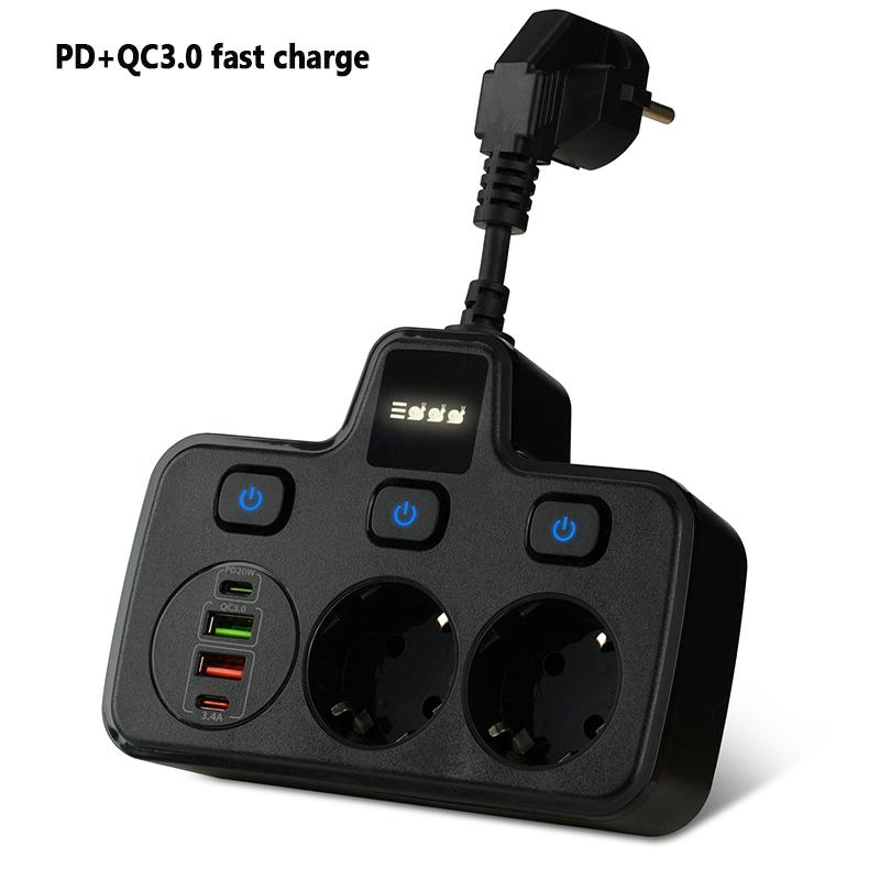 Power Strip EU AC Outlet Socket Multiprise Smart Home Extension Electrical Adapter Wall Plug Converter USB Fast Charging