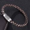 Vintage Genuine Leather Bracelets Men Charm Magnetic Stainless Steel Buckle Bangles&Bracelets Gift BB0243