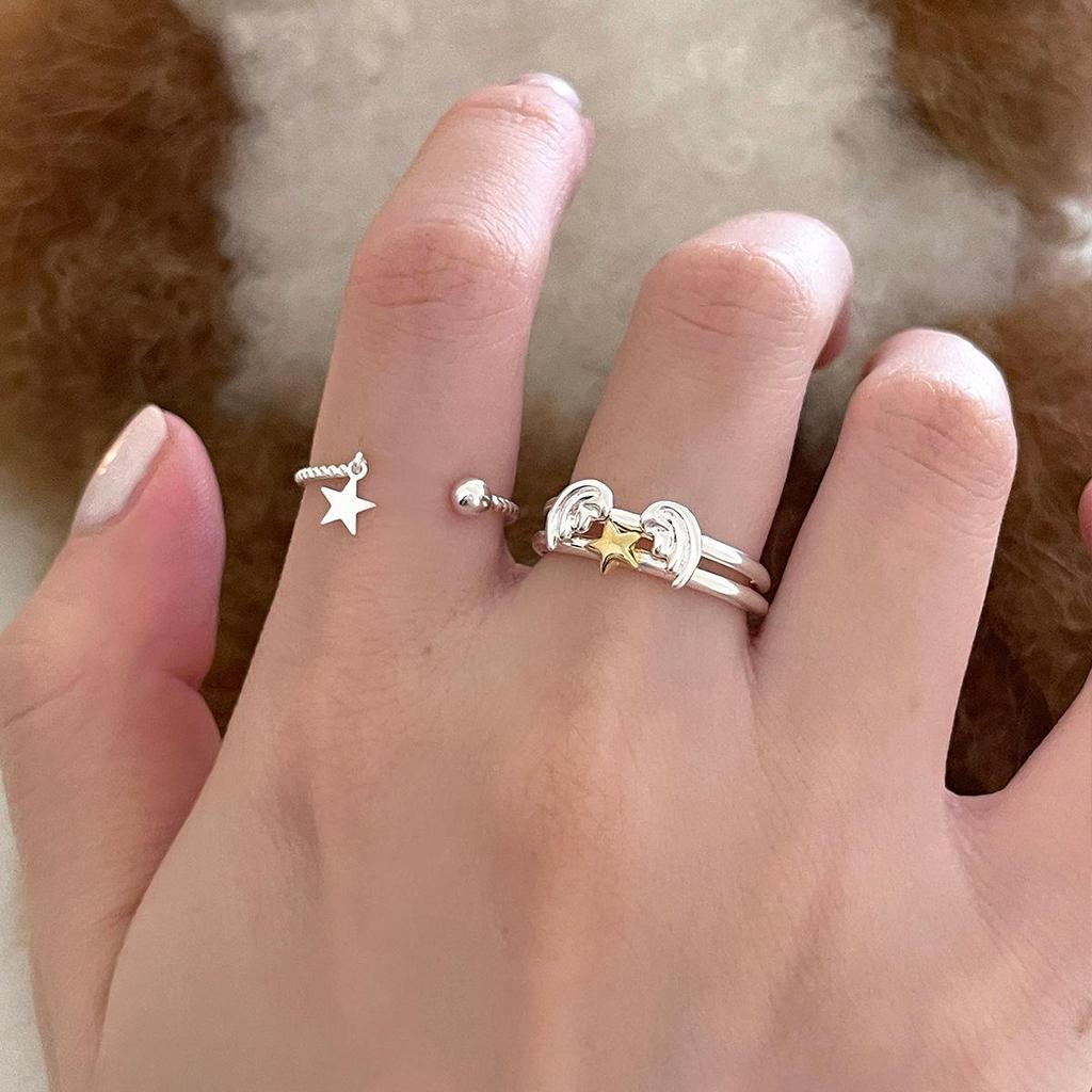 Кольцо «Сладкие Ангельские Крылья и Звезда»: Стильное открывающееся женское кольцо на указательный палец