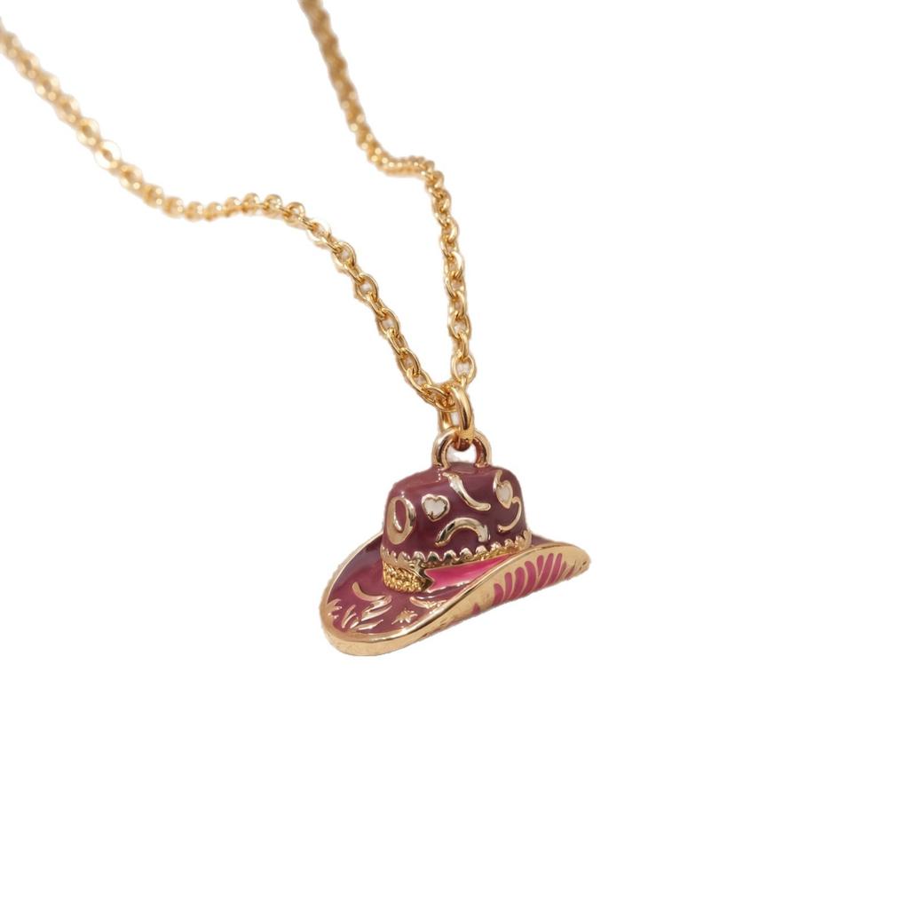 Western Cowboy Boots And Hat Necklace 18K Electroplating Color-Preserving American Retro Versatile Niche Personalized Jewelry